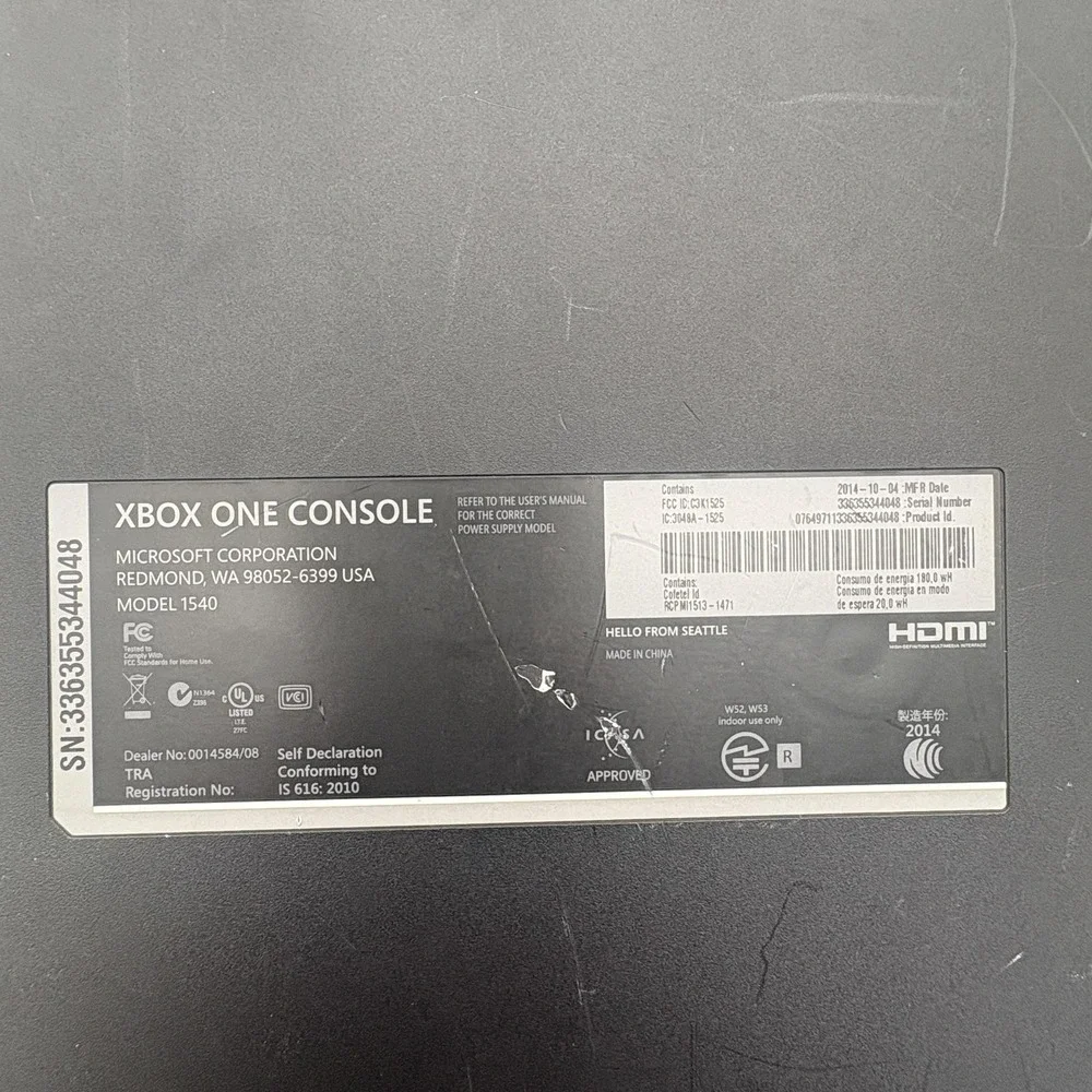 Microsoft Xbox One Console 1540 Black HDMI For Parts Not Working System Only